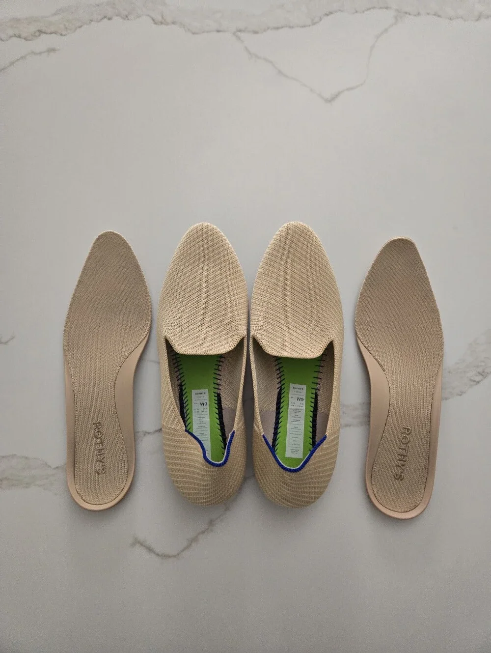 Rothy's Beige Knit Almond Loafers